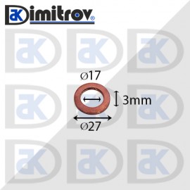 Дифтунга Ø 17 х Ø 27 х 3 mm медна